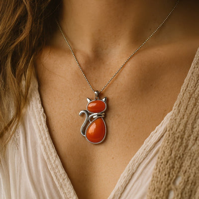 Cat Pendant in Natural Stone - SPIRAD