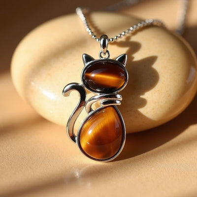 Cat Pendant in Natural Stone - SPIRAD