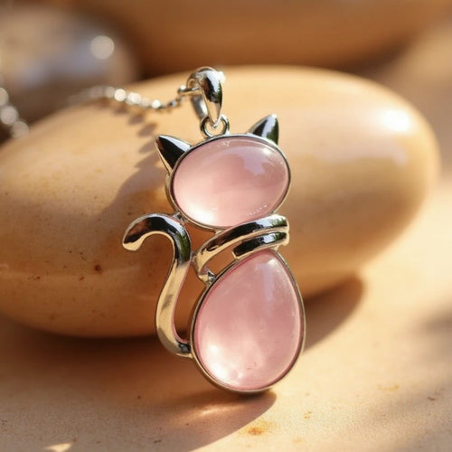 Cat Pendant in Natural Stone