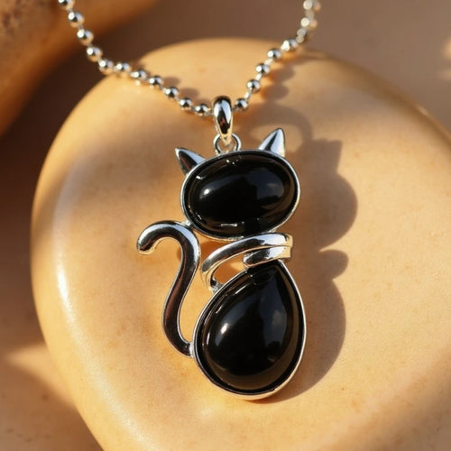 Cat Pendant in Natural Stone
