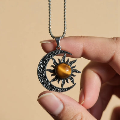 “Cosmic Balance Sun–Moon” Pendant in Tiger’s Eye - SPIRAD