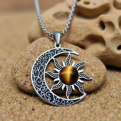 “Cosmic Balance Sun–Moon” Pendant in Tiger’s Eye - SPIRAD