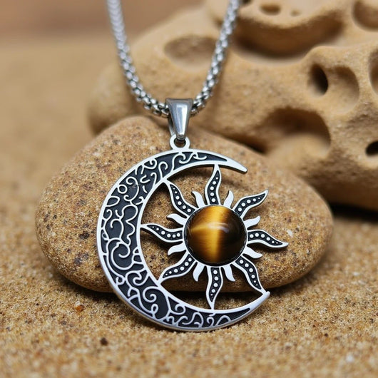 “Cosmic Balance Sun–Moon” Pendant in Tiger’s Eye - SPIRAD