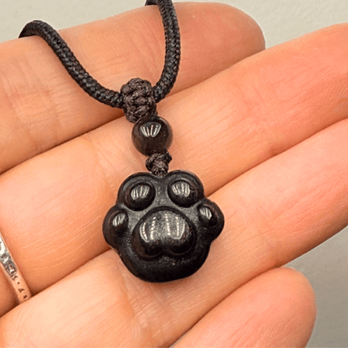“Eternal Bond” Paw Pendant in Golden Obsidian