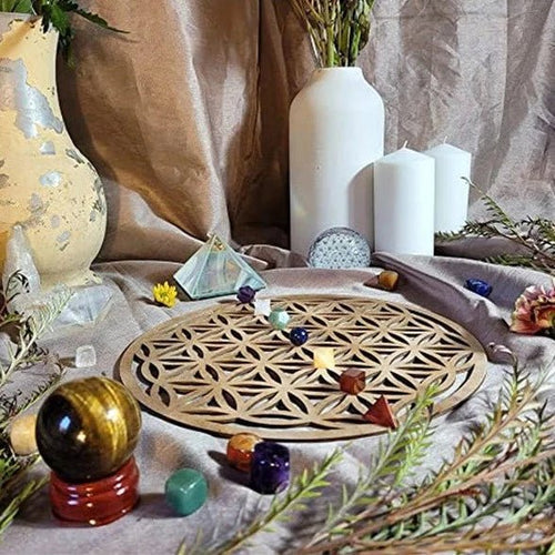 Harmonizing Flower of Life in Natural Wood