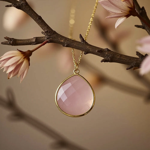 “Infinite Softness” Pendant in Rose Quartz