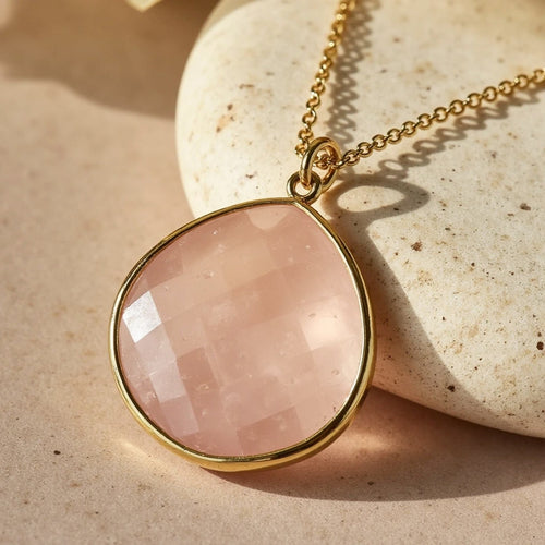 “Infinite Softness” Pendant in Rose Quartz