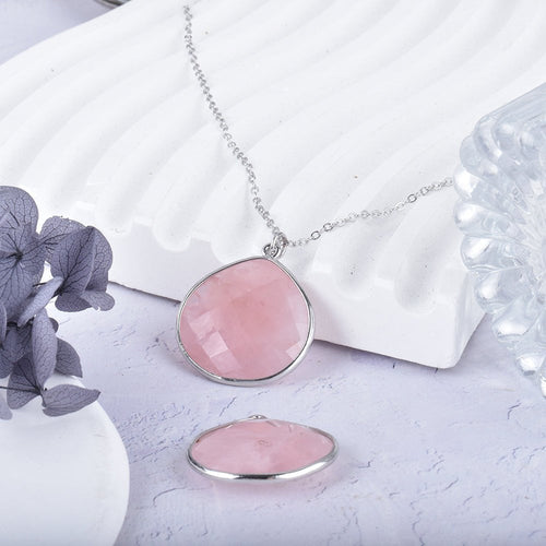 “Infinite Softness” Pendant in Rose Quartz