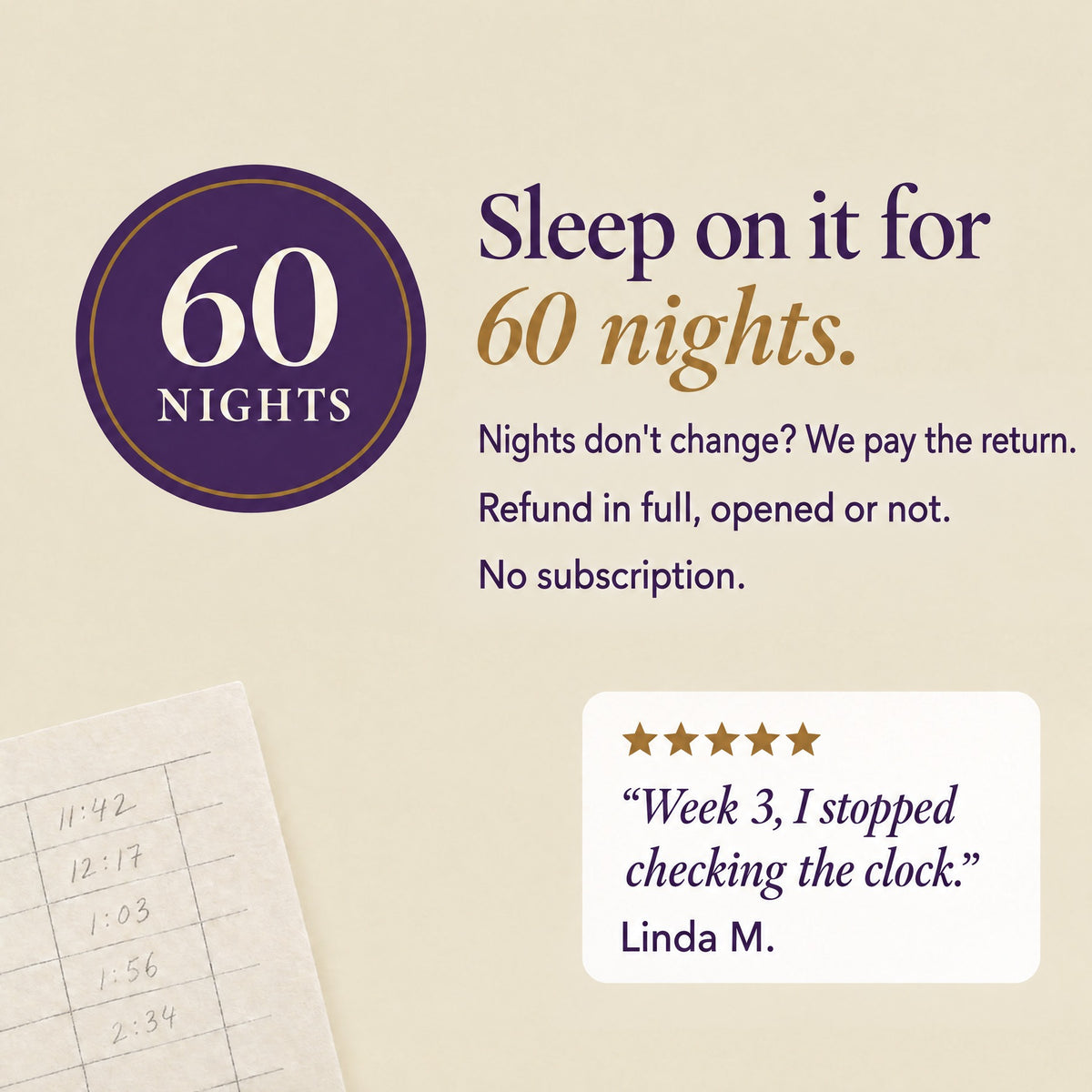 Sleep on it for 60 nights
