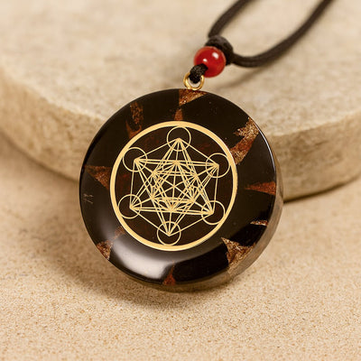 Orgonite Pendant “Metatron’s Power” in Obsidian & Garnet - SPIRAD