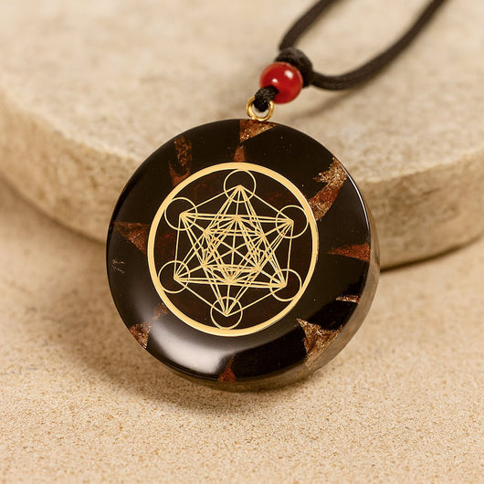 Orgonite Pendant “Metatron’s Power” in Obsidian & Garnet - SPIRAD