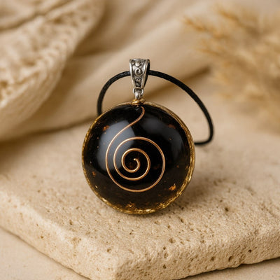 Orgonite Pendant “Protective Energies” in Black Obsidian - SPIRAD