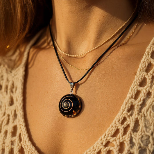 Orgonite Pendant “Protective Energies” in Black Obsidian - SPIRAD