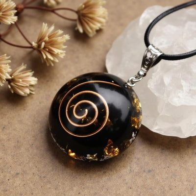 Orgonite Pendant “Protective Energies” in Black Obsidian - SPIRAD