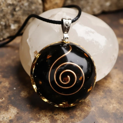 Orgonite Pendant “Protective Energies” in Black Obsidian - SPIRAD
