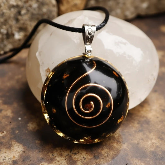 Orgonite Pendant “Protective Energies” in Black Obsidian - SPIRAD