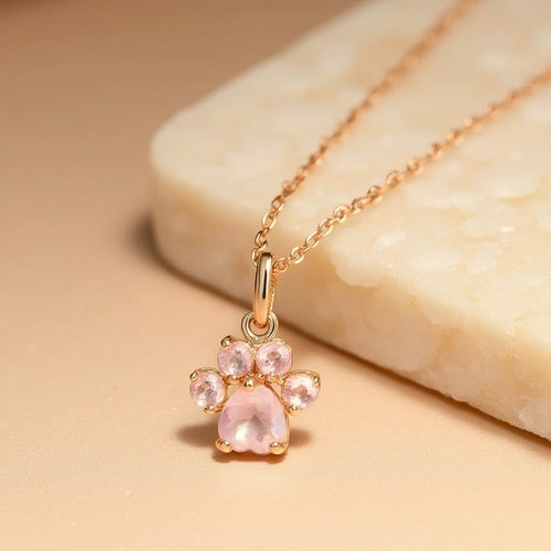 “Paw of Love” Pendant in Rose Quartz