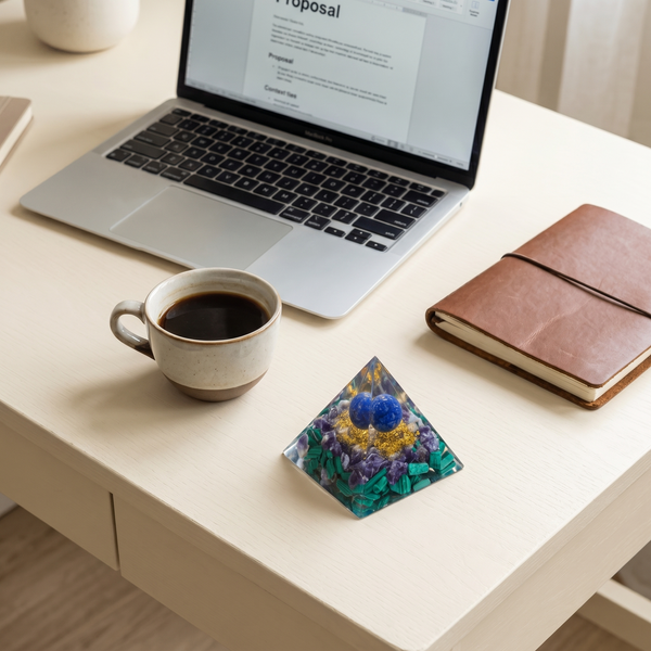 Sovereign pyramid on a minimalist home office desk